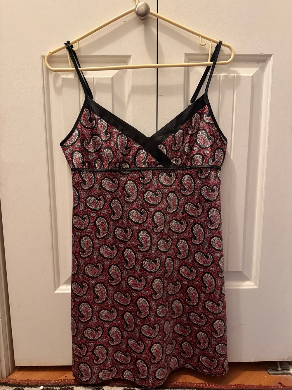 Paisley Satin babydoll dress in Burgundy